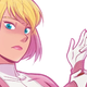 Gwen hanging out in the gaps between art on the cover of Unbeatable Gwenpool #18.